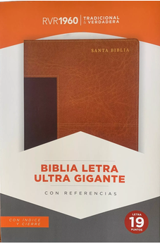 Biblia letra súper gigante con cierre, imitación piel caoba con índice - RVR 1960