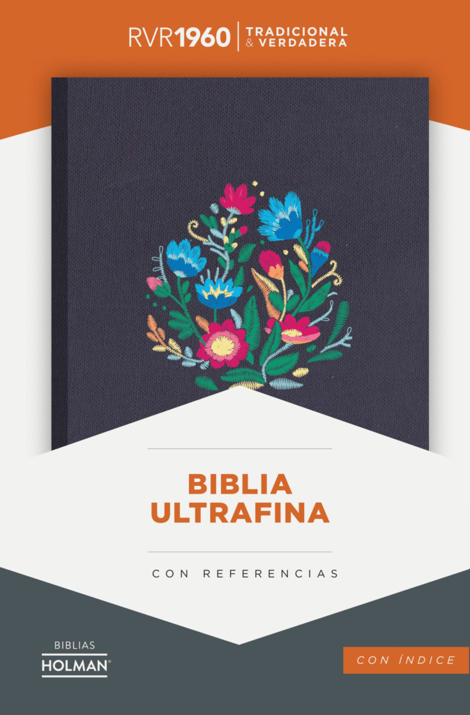 Biblia ultrafina azul bordado sobre tela - RVR 1960