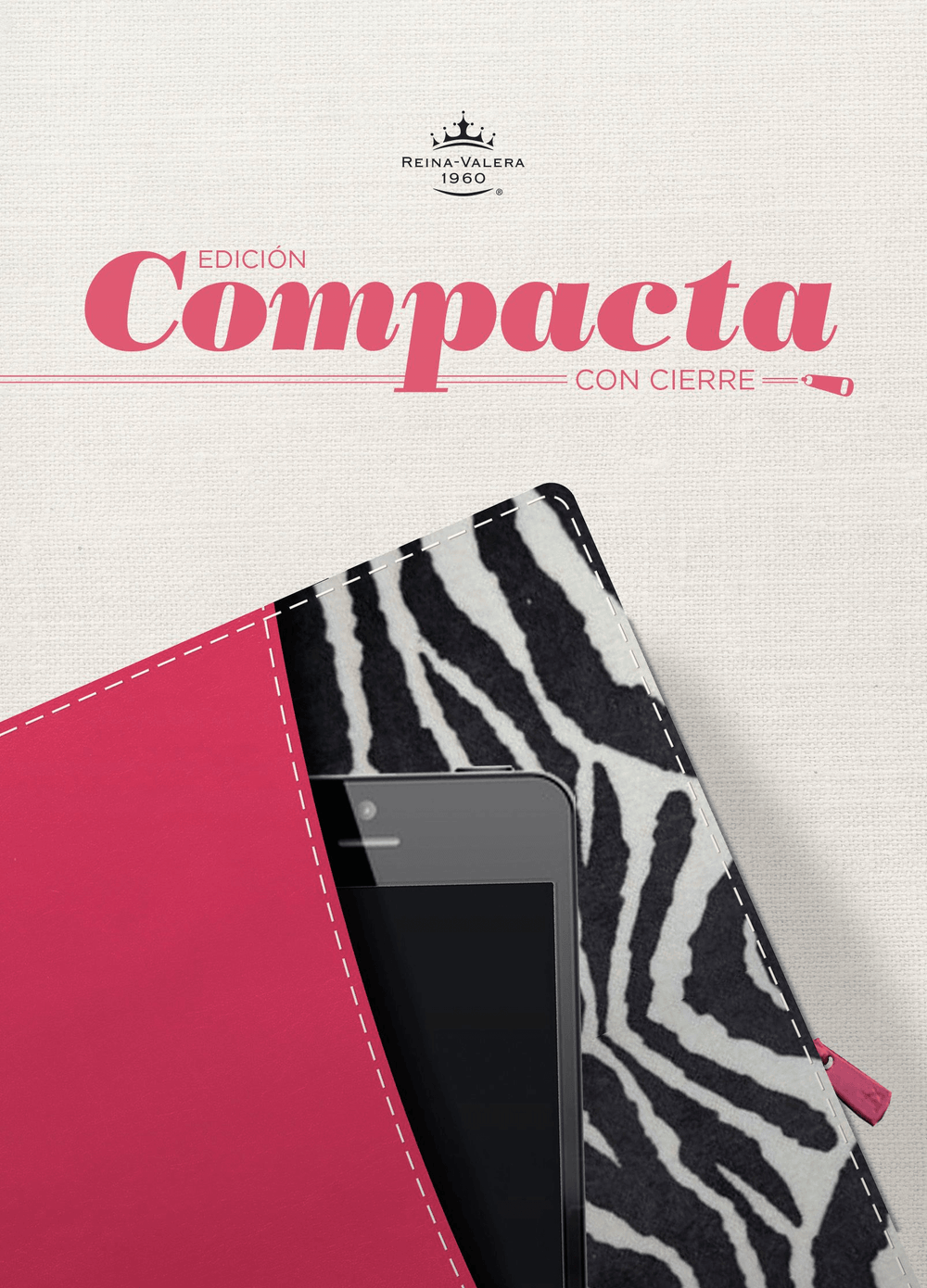 Biblia edición compacta con cierre, fucsia y cebra - RVR 1960