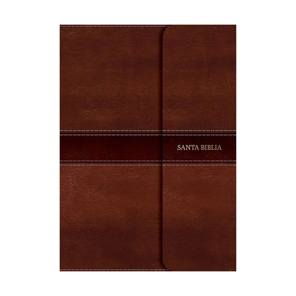 Biblia letra grande, marrón simil piel con solapa - NVI