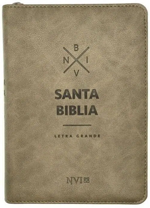 Biblia letra grande, marrón con cierre tamaño mediano - NVI