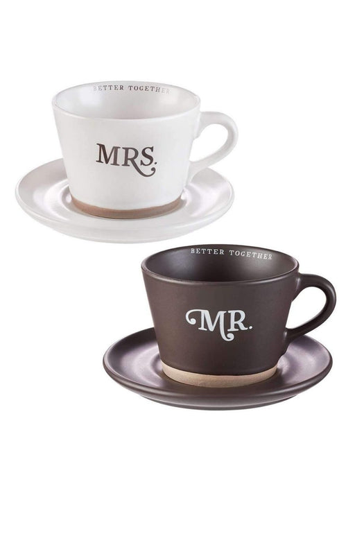 MUG - MR & MRS SET 2 POCILLOS +  PLATOS MR & MRS - Coffee & Jesus