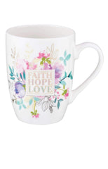 MUG -  VALUE FAITH HOPE LOVE FLORAL