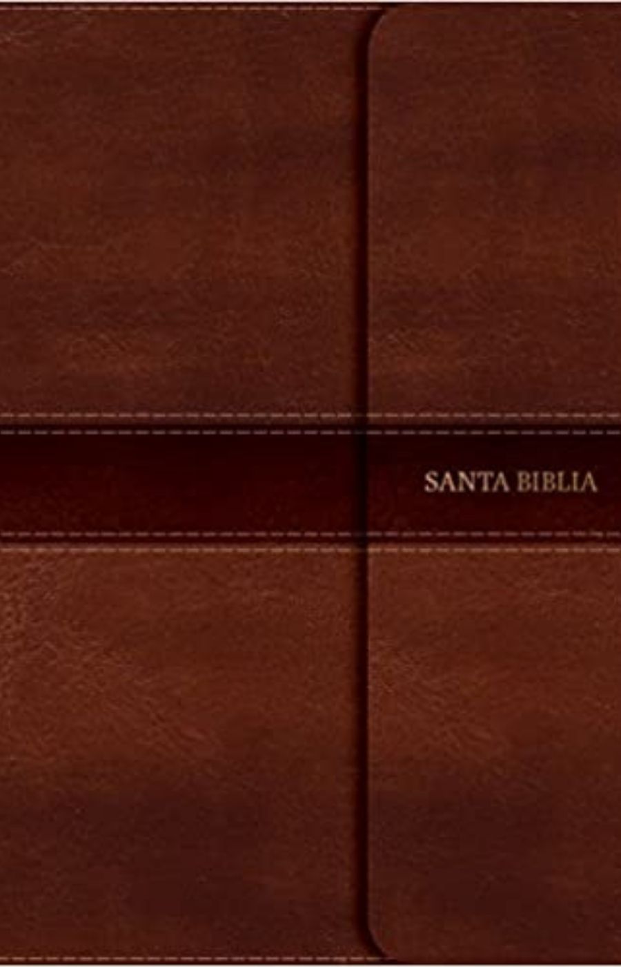 Biblia compacta letra grande marrón símil piel con solapa - NVI
