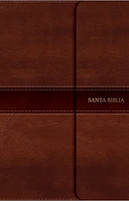 Biblia compacta letra grande marrón símil piel con solapa - NVI