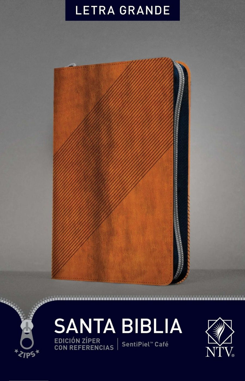 Santa Biblia edición ziper, café letra grande - NTV