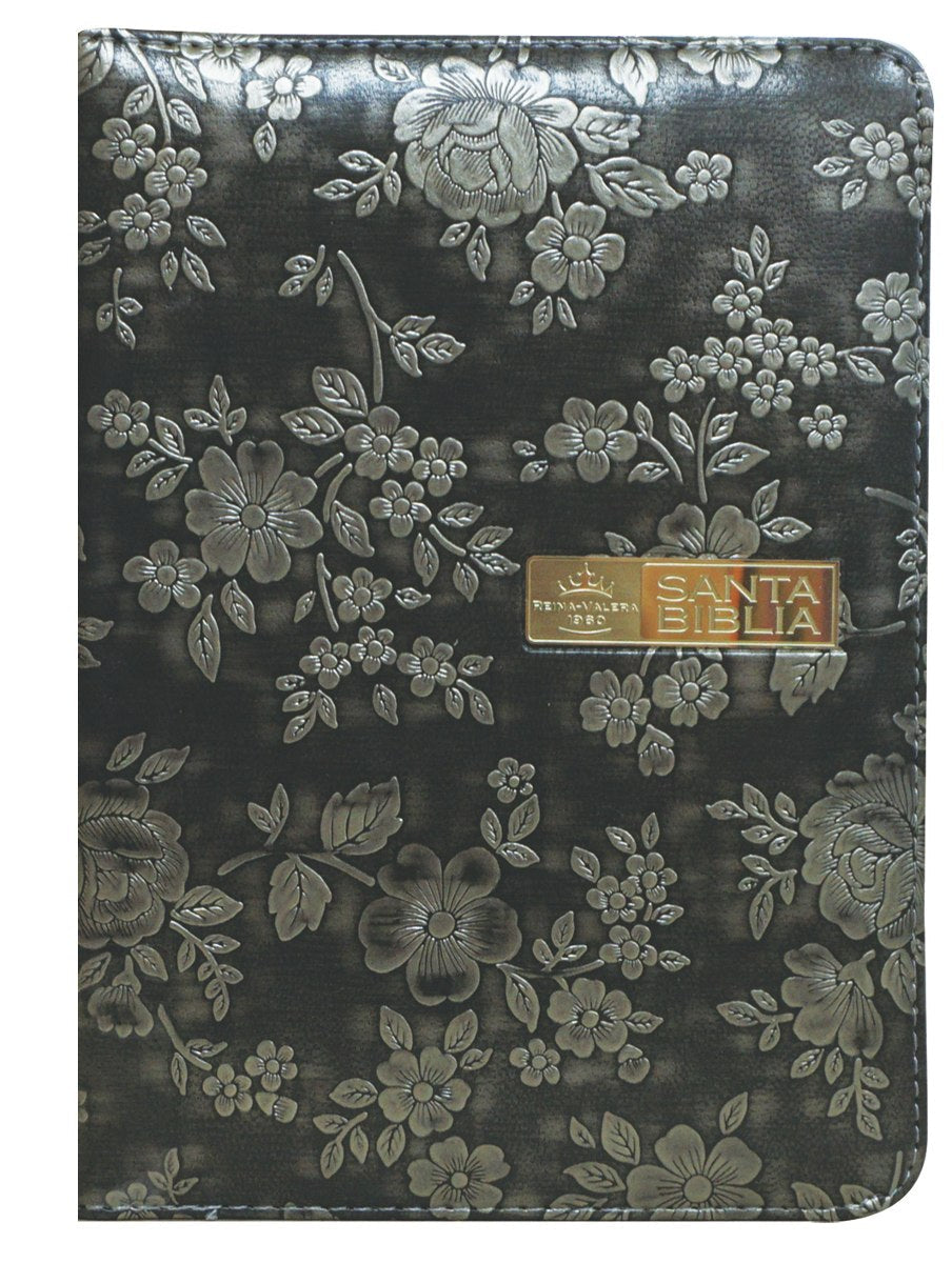 Biblia floral plateada con cierre - RVR 1960