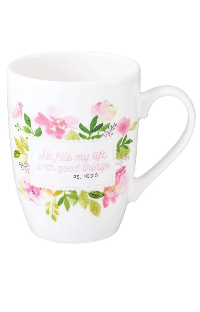 MUG -  VALUE HE FILLS MY LIFE FLORAL - Coffee & Jesus
