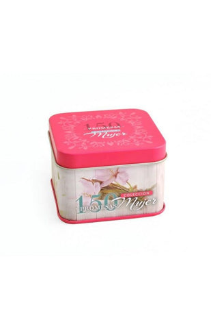 150 Promesas bíblicas para mujeres en caja metálica