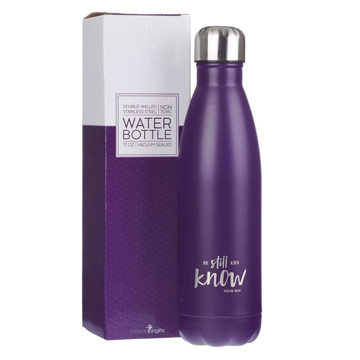 Botella metálica para agua- Be Still- Morado - Coffee & Jesus