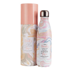 Botella metálica para agua - Give Thanks - Marmol/ Rosado