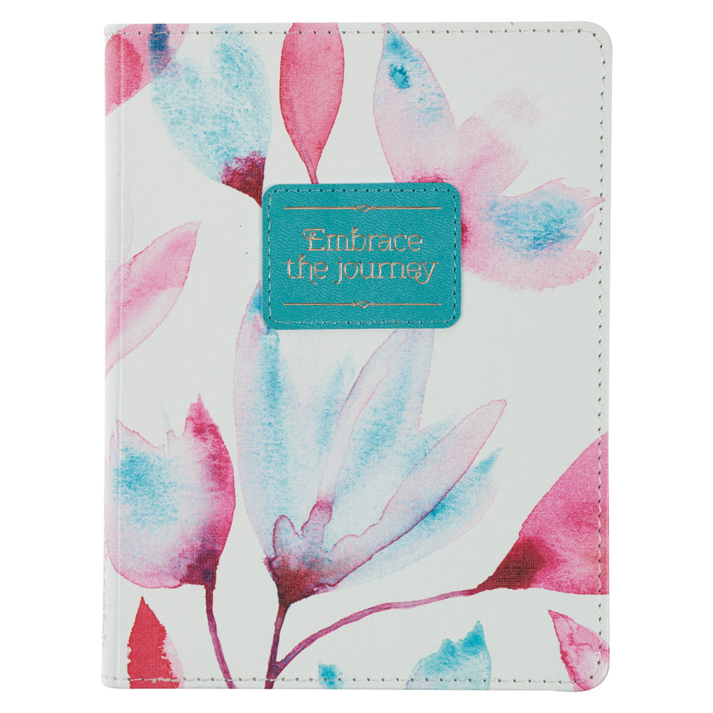 Diario, imitación piel, edición bolsillo - Embrace the journey - Pink petals