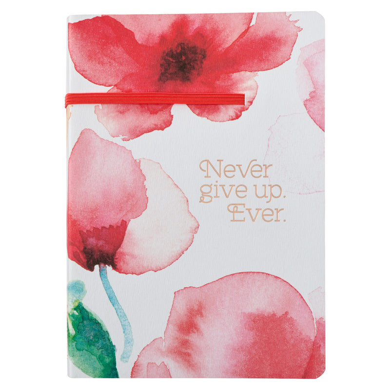 Diario, edición flexible con cierre elástico: Never Give Up - Coral