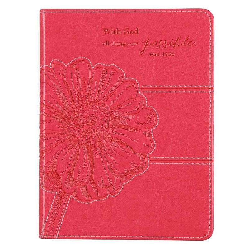 Libreta Pink Journal With God - Mateo 19:26 - Coffee & Jesus