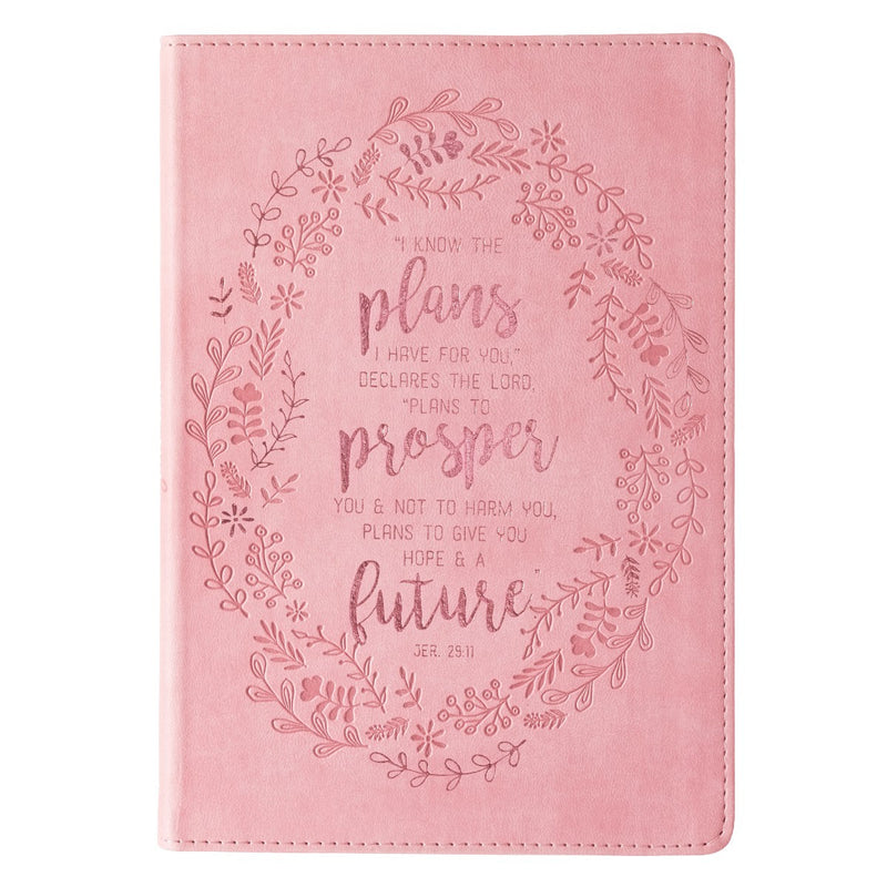 I Know the Plans Pink Slimline Faux Leather Journal - Jeremiah 29:11