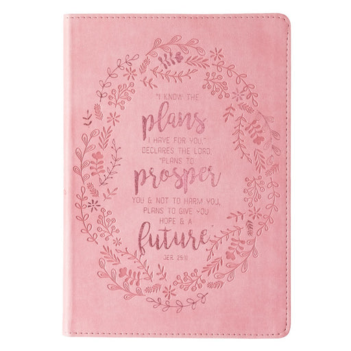 I Know the Plans Pink Slimline Faux Leather Journal - Jeremiah 29:11