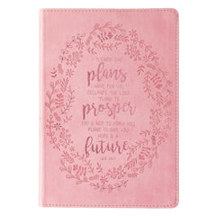 I Know the Plans Pink Slimline Faux Leather Journal - Jeremiah 29:11