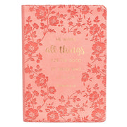 All Things Coral Faux Leather Slimline Journal - Romans 8:28