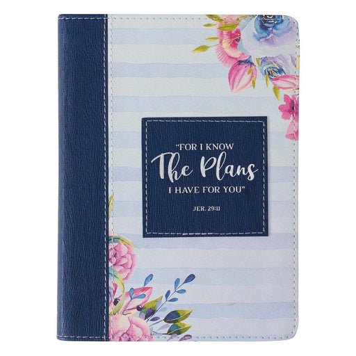 I Know The Plans Striped Faux Leather Handy-Sized Journal - Jeremiah 29:11