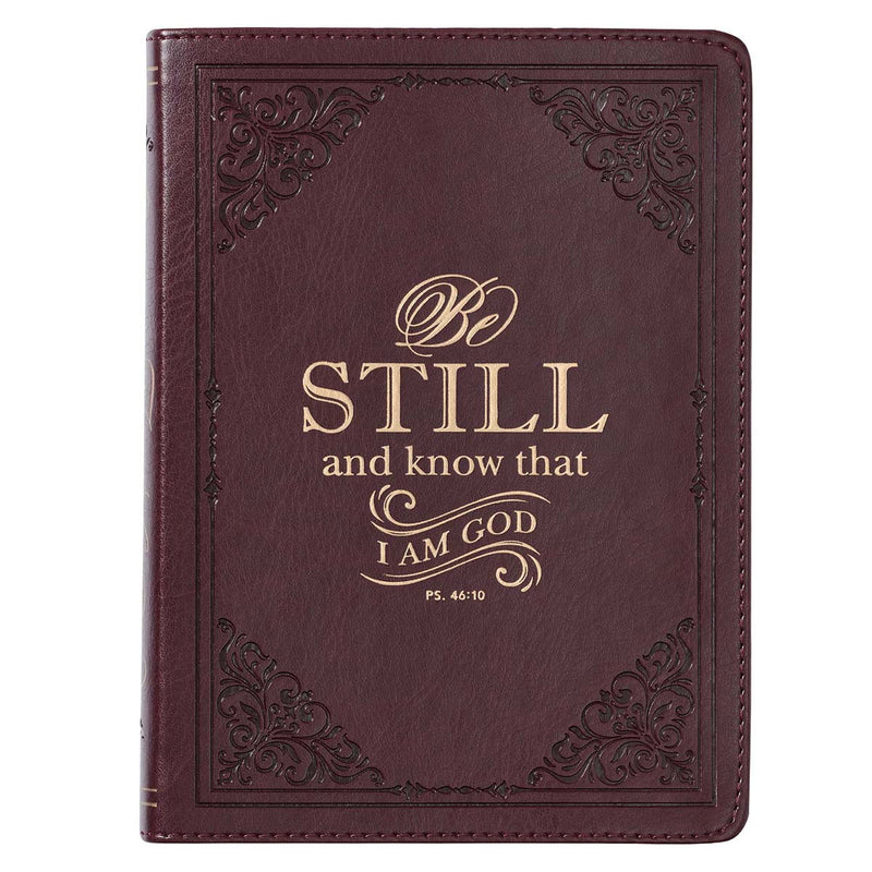 Libreta de apuntes Be still and know cuero café -Salmo 46:10