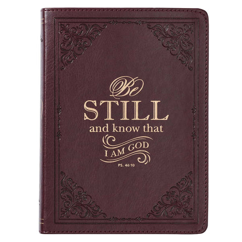 Libreta de apuntes Be still and know cuero café -Salmo 46:10