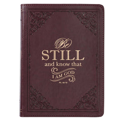 Libreta de apuntes Be still and know cuero café -Salmo 46:10