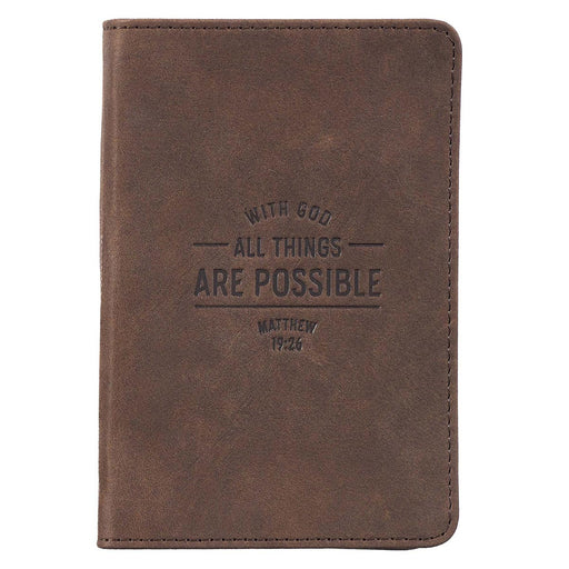 All Things Are Possible Pocket-sized Full Grain Leather Journal - Matthew 19:26