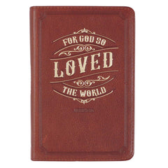 Diario de cuero de grano completo de tamaño práctico- God so Love the World -Juan 3:16