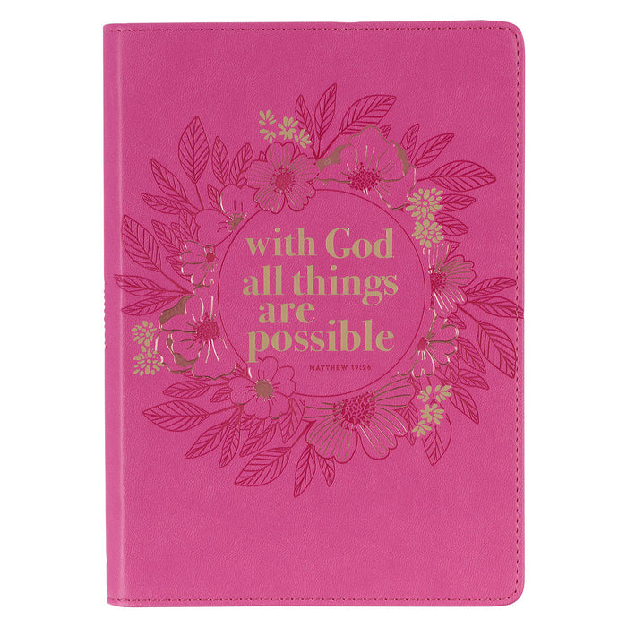 Agenda de lujo With God all things are possible Mateo 19:26 - Rosado