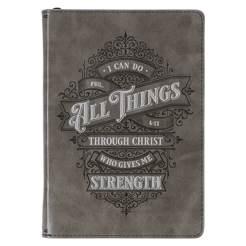 Agenda de lujo All things through Christ Filipenses 4:13 - Gris