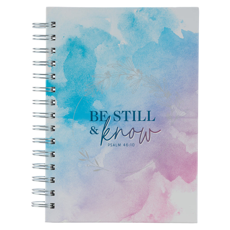 Cuaderno Be still & know Sal 46:10 - Rosa y azul acuarela