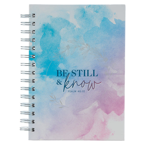 Cuaderno Be still & know Sal 46:10 - Rosa y azul acuarela