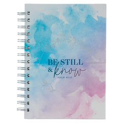 Cuaderno Be still & know Sal 46:10 - Rosa y azul acuarela