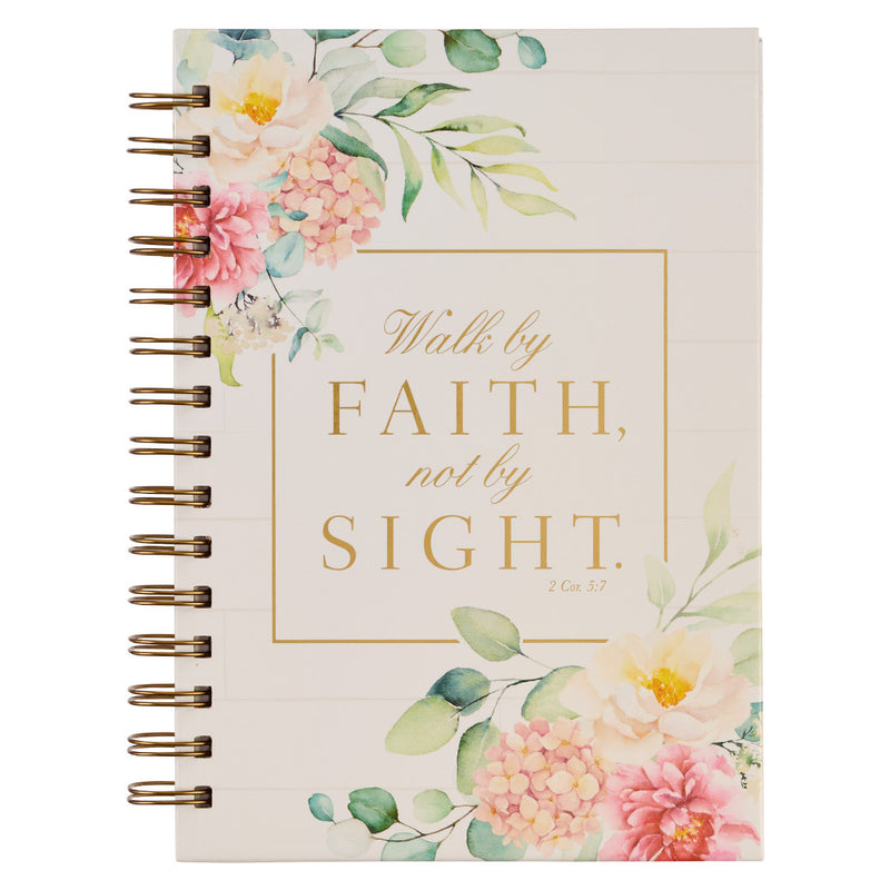 Cuaderno Walk by faith 2 Corintios 5:7 - Blanco floral