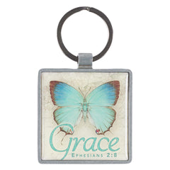 Llavero Grace Ephesians 2:8 - Mariposa azul