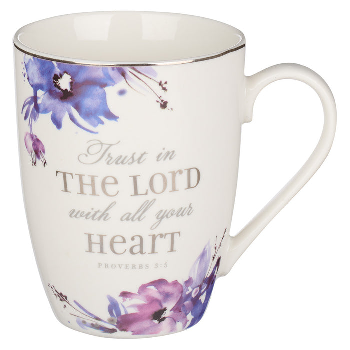 Mug Trust in the LORD Purple Floral - Proverbs 3:5
