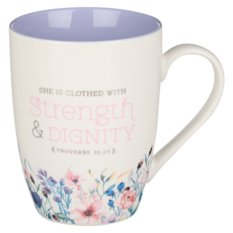 Mug Cerámica- Strength & Dignity Morado