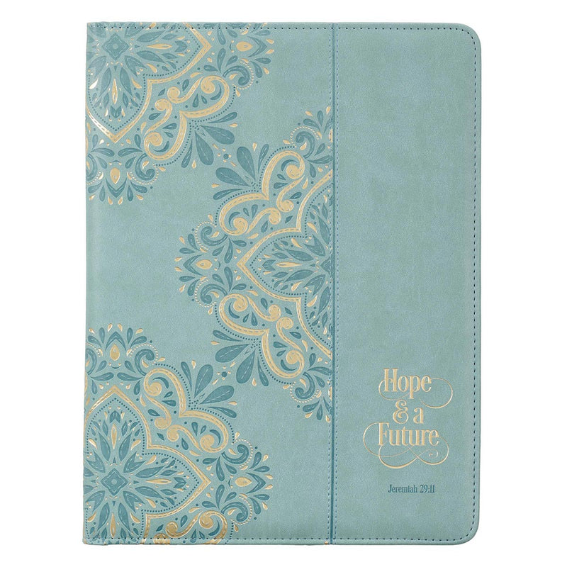 Hope & a Future Powder Blue Faux Leather Portfolio Folder - Jeremiah 29:11