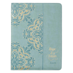 Hope & a Future Powder Blue Faux Leather Portfolio Folder - Jeremiah 29:11