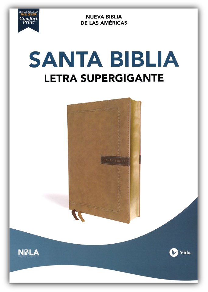 Santa Biblia, Letra Supergigante, Color Beige, Imitación cuero