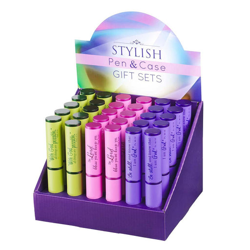 Three Color Stylish Pen and Case Merchandiser