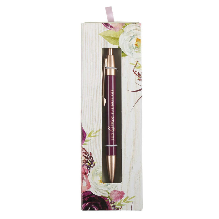 His Grace is Enough Classic Pen in Plum - 2 Corinthians 12:9