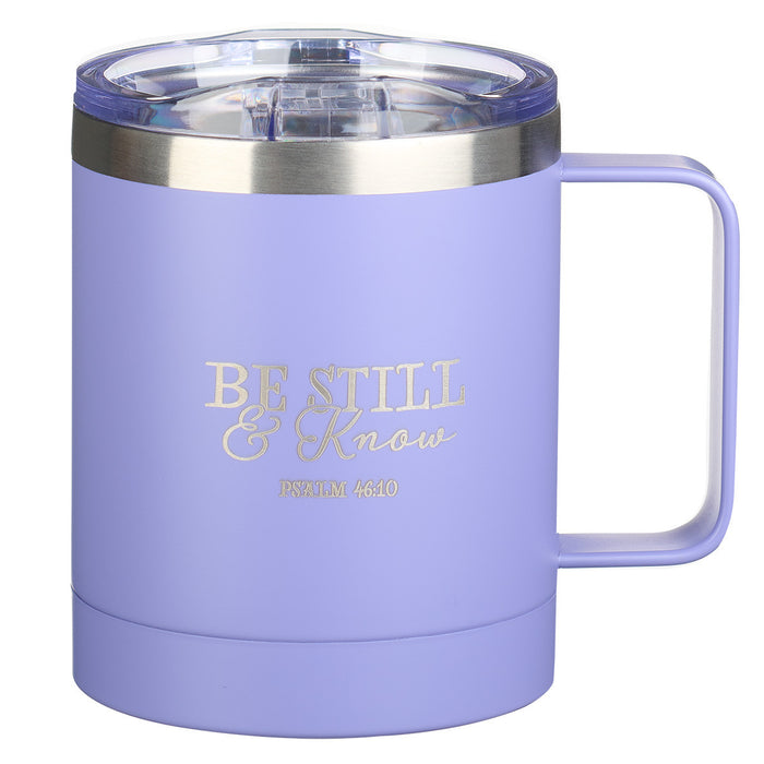 Mug Be Still & Know Lavender Camp-style Stainless Steel - Psalm 46:10
