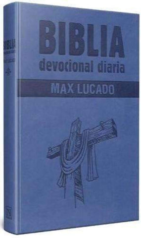 Biblia devocional diaria Max Lucado, imitación piel  azul - RVR 1960