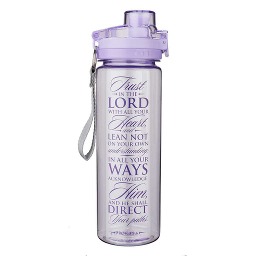 Botella plástica Para Agua - Trust In The Lord- Lila - Coffee & Jesus