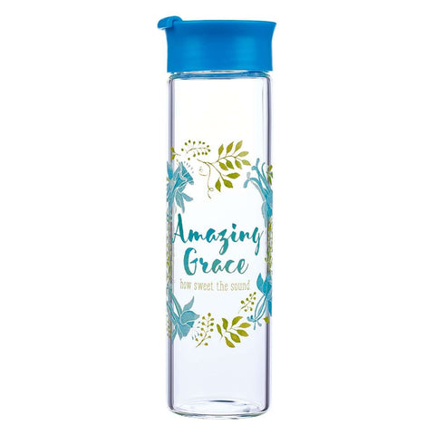 Botella de vidrio para agua - Amazing Grace - Azul