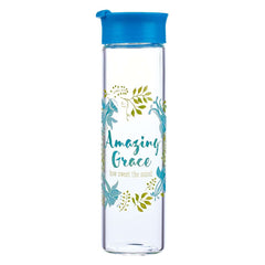 Botella de vidrio para agua - Amazing Grace - Azul