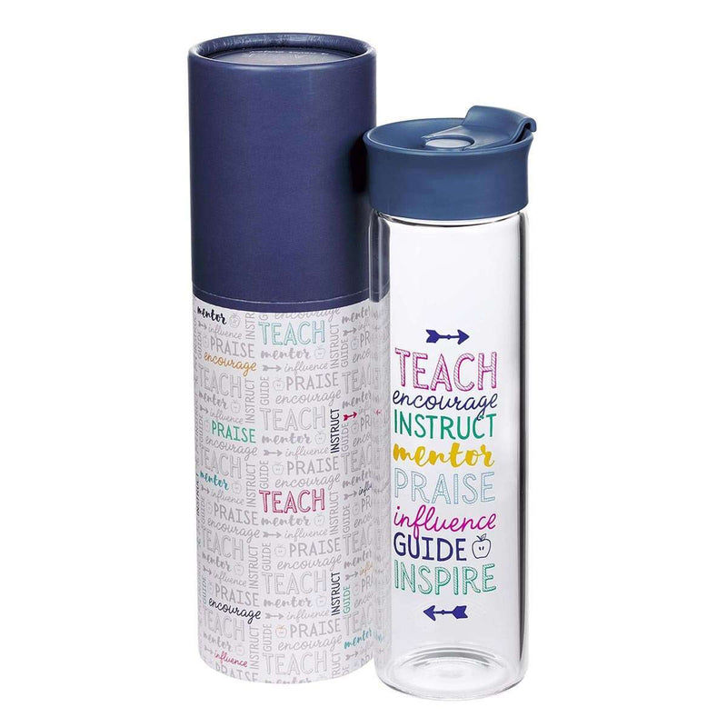 Botella de vidrio para agua - I Great Teacher - Azul oscuro - Coffee & Jesus