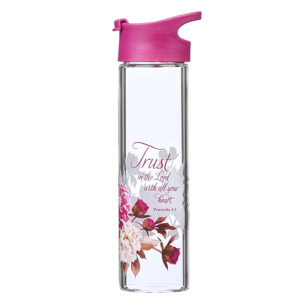 Plum Trust in the LORD Glass Water Bottle - Proverbs 3:5