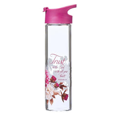 Plum Trust in the LORD Glass Water Bottle - Proverbs 3:5